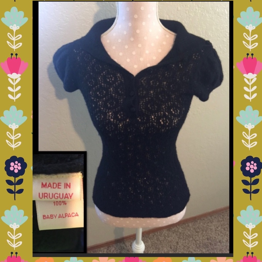 Gorgeous soft baby alpaca sailor collar sweater